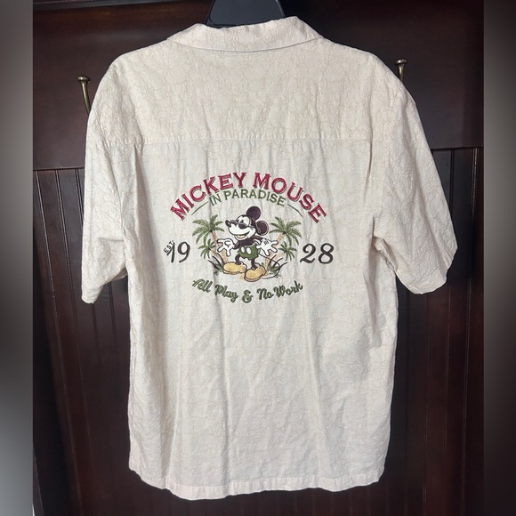 DISNEY PARKS Micky Mouse in Paradise Button Up Shirt Embroidered Resort Men’s M - Picture 9 of 12
